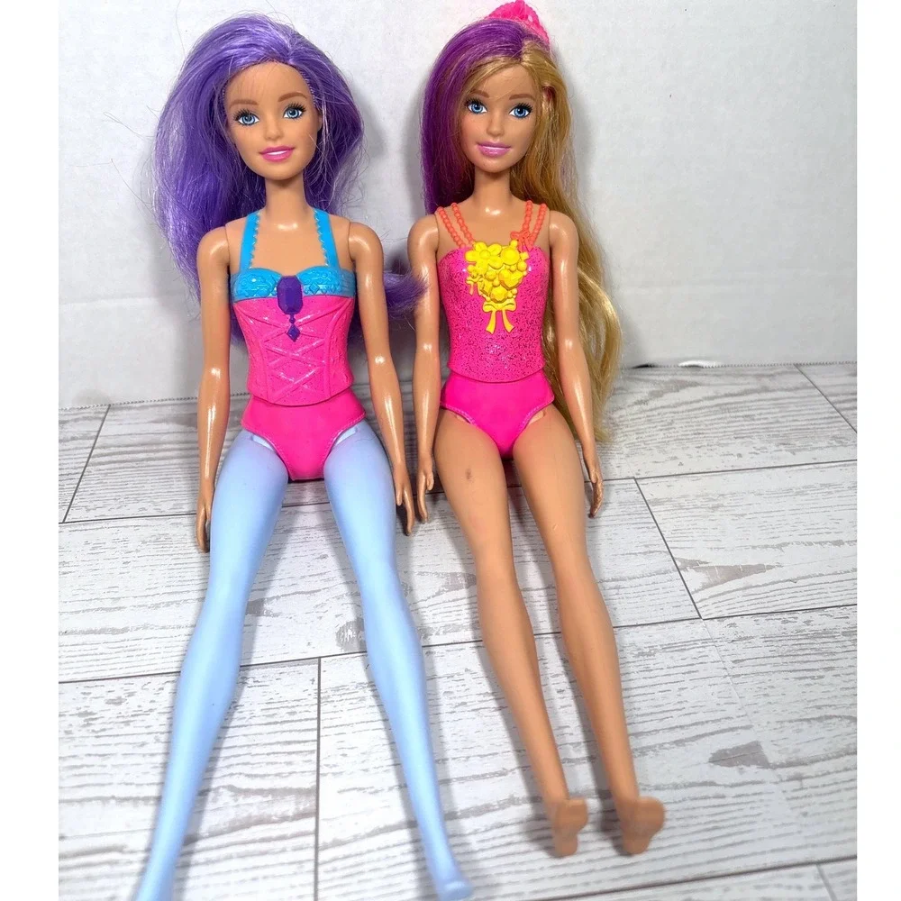 Barbie‎ Dreamtopia Princess Doll Lot Two Dolls Purple Blonde Hair Leotards